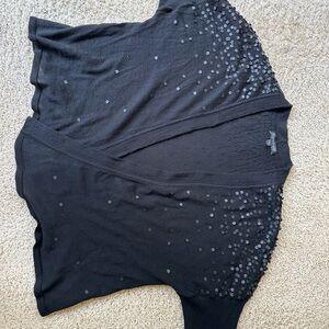 Eileen Fisher Black Sequin Merino Wool Cardigan